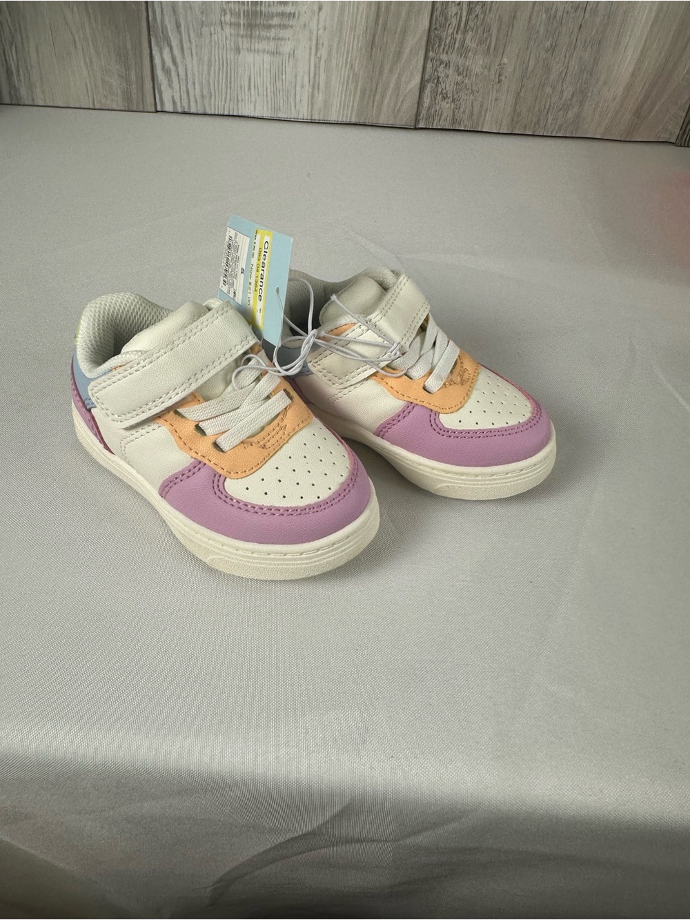 Baby Girls Sneakers - White with Purple & Peach Accents